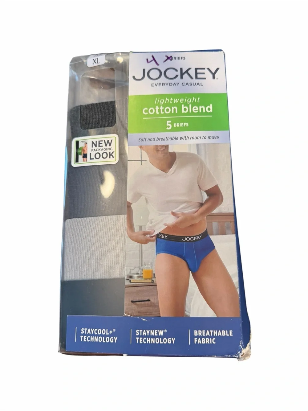 Men's Jockey 4-Pack Lightweight Cotton Blend Briefs Underwear Size XL 40-42 NEW